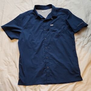 Men's Columbia PFG Navy Short-Sleeve Button-Up Shirt - Lightweight Casual Medium